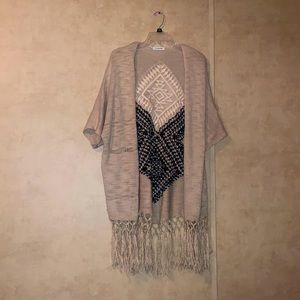 Maurices Size 0/1 Fringe Cape Style Cardigan
